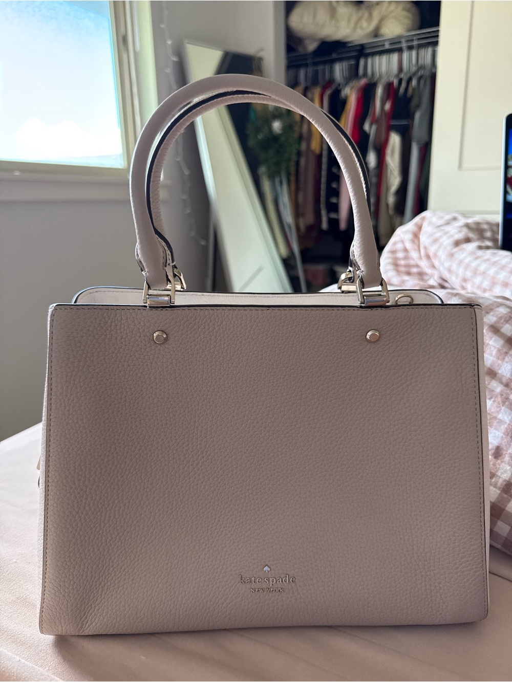 Kate Spade Pebbled Leather Leila Double Compartment Two Toned Bag